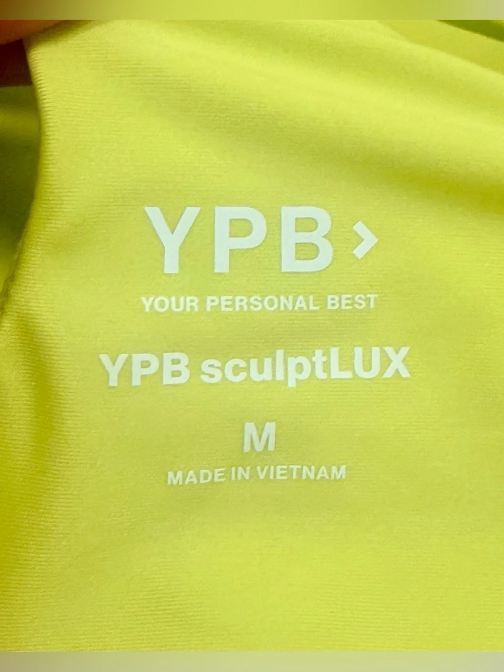 NWT YPB sculptlux neon yellow 4 way stretch sweat wicking sports bra, Medium - Picture 4 of 7